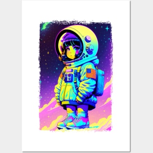 Cute american baby astronaut girl Posters and Art